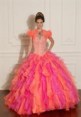 2012 Vizcaya Quinceanera Dresses 88001.  Available in Bright Orange/Hot Pink, Deep Aqua, White